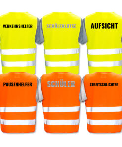 Warnweste Security und Sicherheitsdienst - Gelb, Orange, Schwarz mit Druck  // Wachschutz - WarnwestenDruckerei