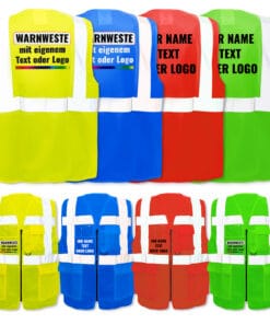 Warnweste selbst gestalten, Neon Warnwesten bedrucken lassen mit Logo,  Text, Name, Motiv