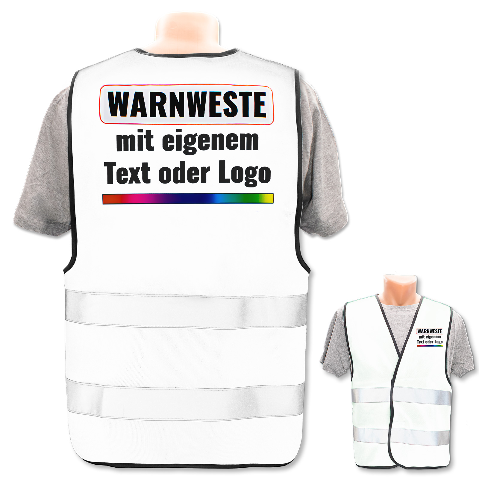 Nashville print factory Kinderwarnweste mit Wunschtext Bedruckt Rückendruck  Sicherheitsweste EN1150 | Kindergarten | Hort | Schule | Ferienlager 