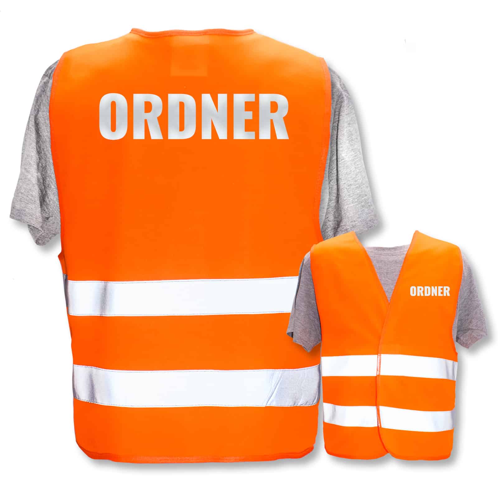 T-PRO Warnweste (Farbe: Orange) - Aufdruck: ORDNER, SECURITY oder PRESSE 